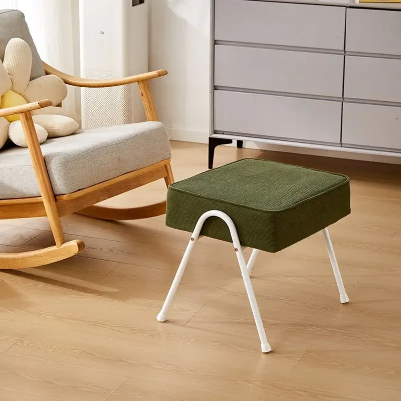 Nordic Sofa Side Footstool Household Dressing Stool Fleece Shoe Changing Stool Dining Stool Leisure Ottoman Home Furniture
