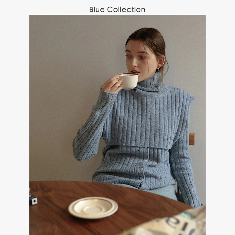 

Bluetique Lazy Sle Knitted Sweater Set with Detachable awl Women's Faion Warmth Emitting High Collar Long Sve Top