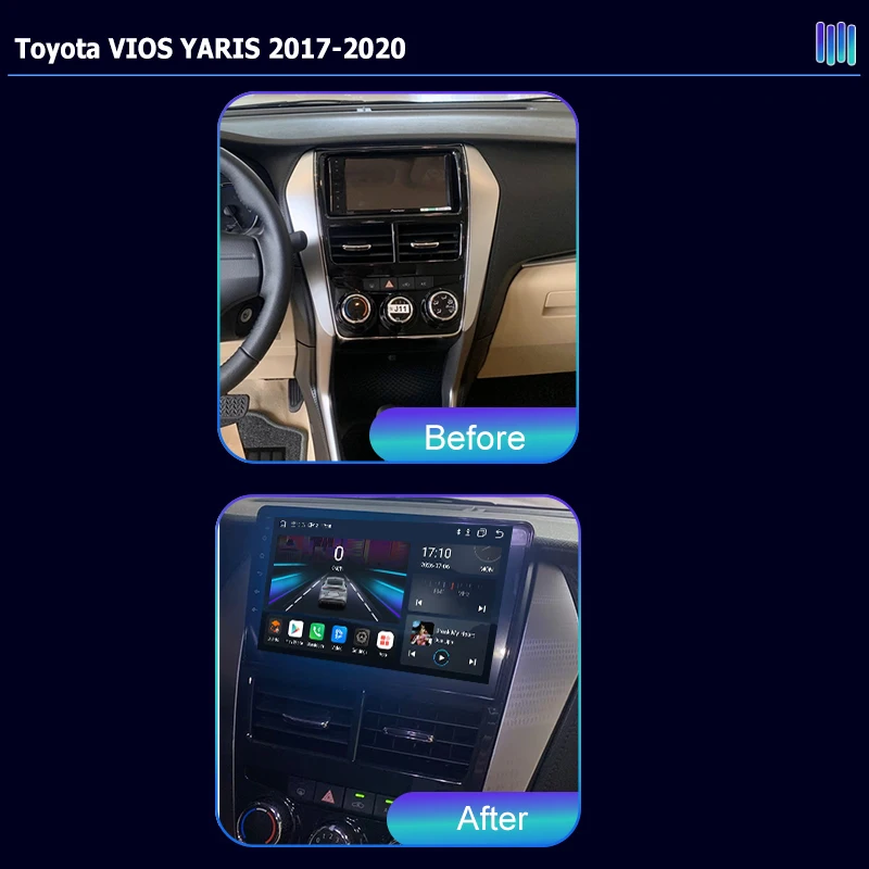 AI VOICE roadivox Android car radio for Toyota VIOS YARIS 2017 2020 GPS Navigation video Multimedia Player tape recorder