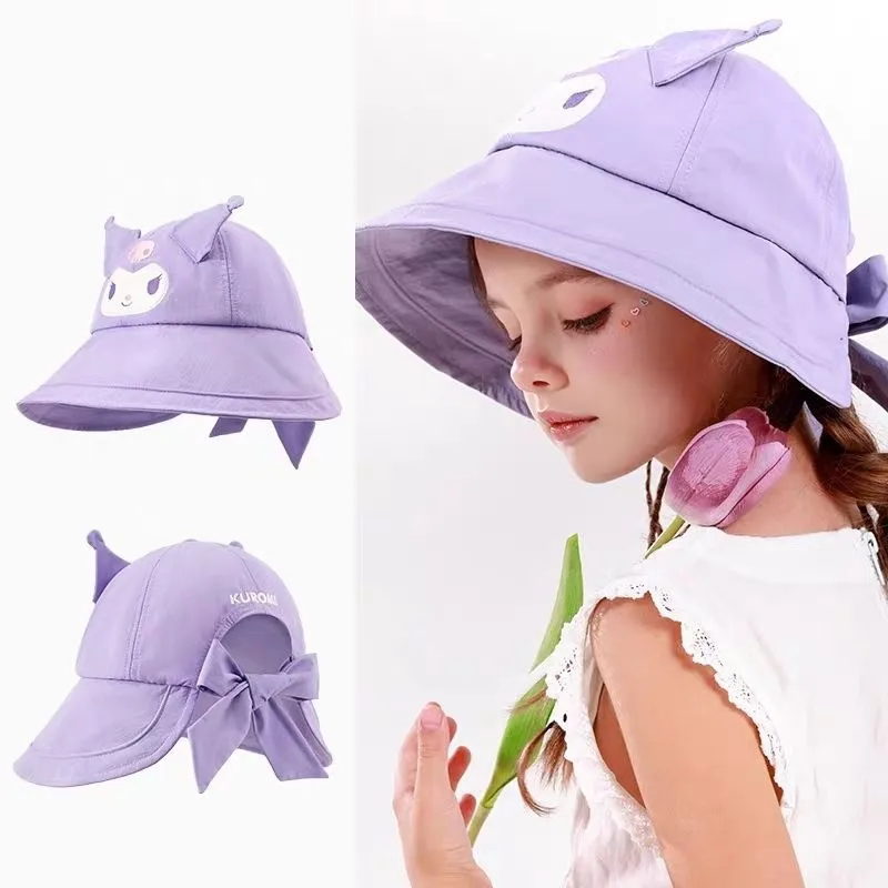 

Miniso Popular Style Sanrio Kuromi My Melody Spring and Summer Fisherman Hat Outdoors Travel Clock in Sunshade Cartoon Cute Gift