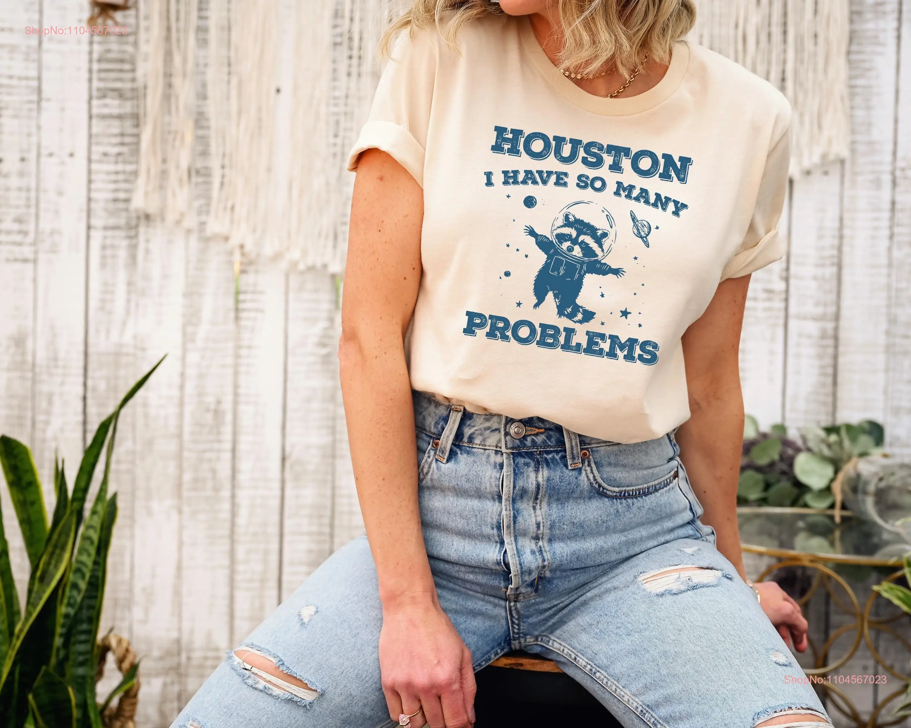 هيوستن لدي الكثير من مشاكل تي شيرت مضحك الراكون ميمي عاشق الرجعية الكرتون Preppy SweaT طويلة أو قصيرة الأكمام #1