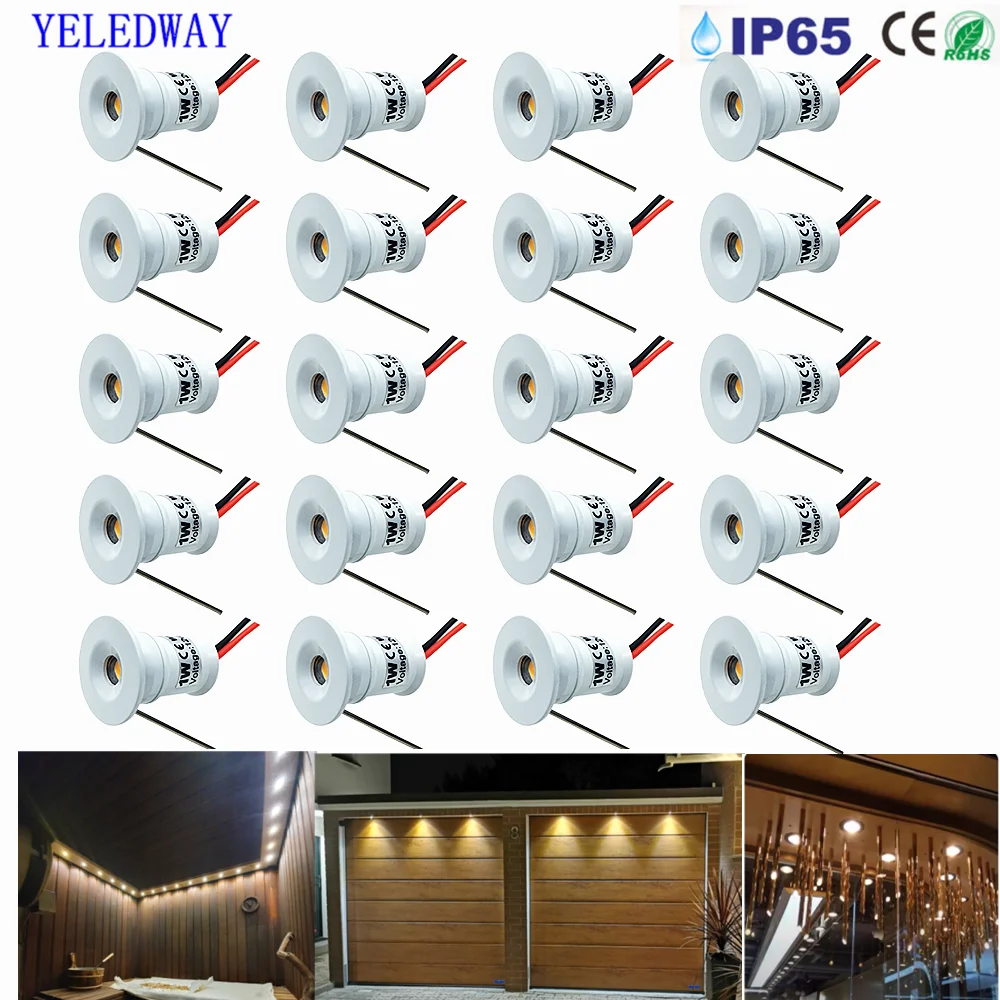 24V Led Mini reflektor 1W 15mm Downlight 24V ściemnialne małe lampy punktowe LED IP65 Hotel światła do szafki dom oświetlenie punktowe sufitowe