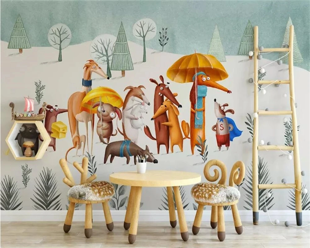 Customized wallpaper 3D photo mural modern minimalist cartoon puppy personality children room TV background bedroom restaurant
