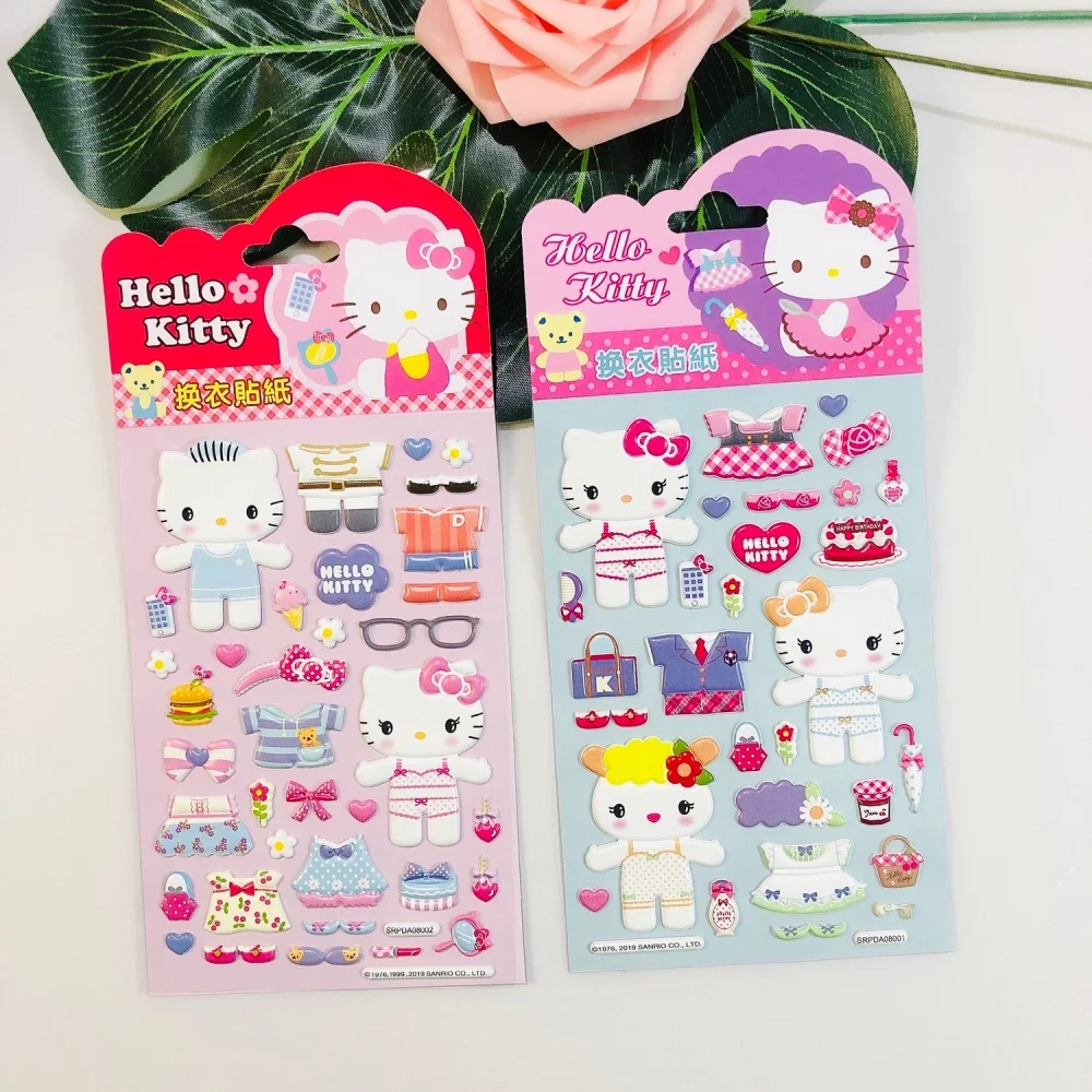 Véritable Sanrio faire un visage Puzzle autocollants Hello Kitty bricolage dessin animé décalcomanies jouets assembler Puzzle fête décoration filles cadeaux