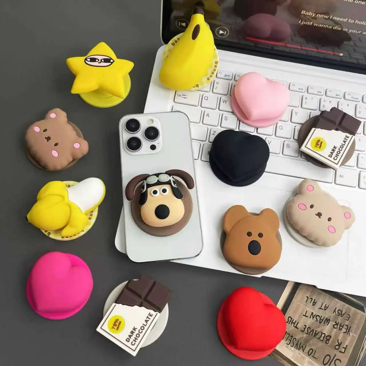 

Милый 3D Gromit Bear Chocolate для Magsafe Griptok, держатель для телефона, поддержка iPhone, Samsung, складной чехол, силиконовый кронштейн-подставка