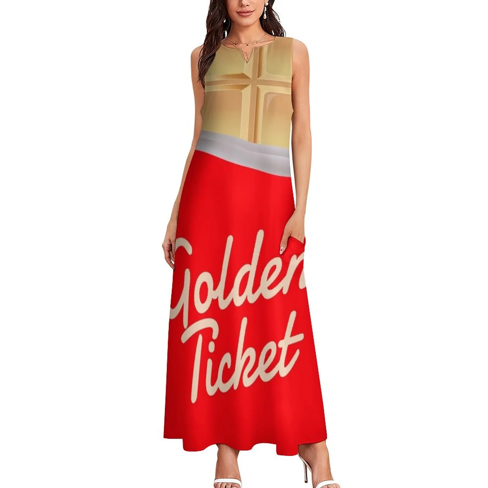 Golden Ticket Chocolate Long Dress bandage dress Summer skirt women's dresses luxury