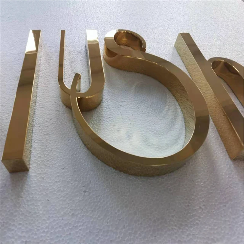 Factory Outlet Outdoor plating gold titanium stainless steel letters,golden color metal logo shop signs business name