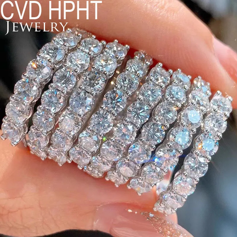 Au75018k White Gold Real CVD HPHT each use  0.1Ct or 0.2ct D-E VS1 Round Diamond Lab Growm Diamond Ring