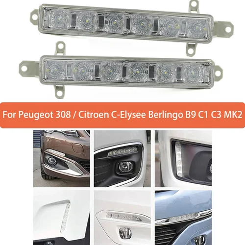 Conjunto de luz de circulación diurna para Peugeot 308 2013-2020 para Citroen c-elysee Berlingo B9 C1 C3 MK2 2005-2020 conjunto de lámpara antiniebla