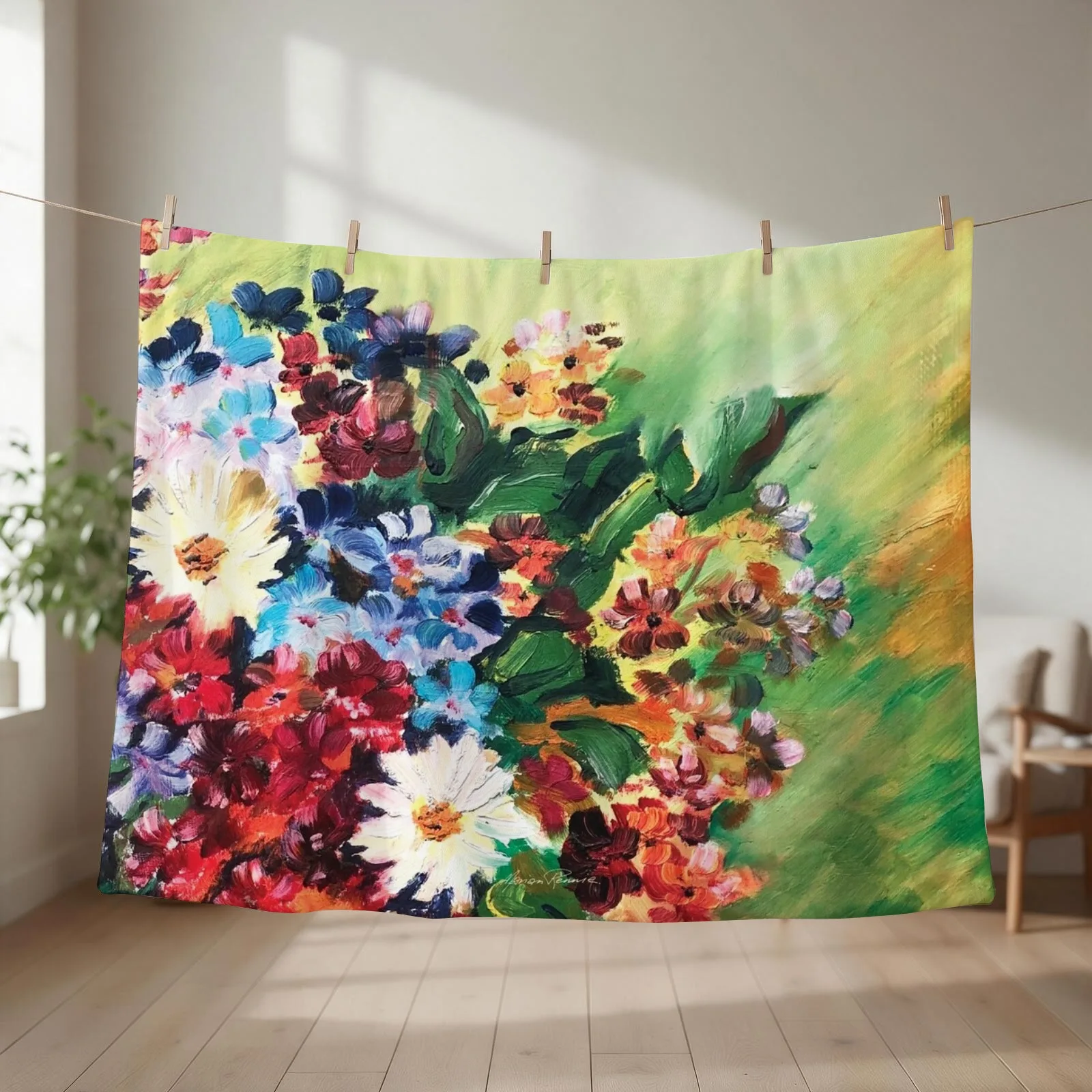 More flowers from my youth Throw Blanket couch cozy soft plush fuzzy picnic outdoor blanket