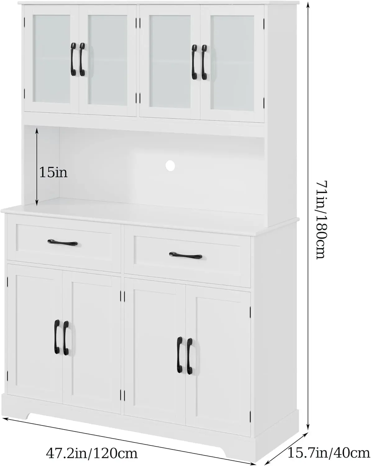 Cozinha Despensa Armário De Armazenamento, Grande Buffet Armário com Gavetas, Alta Cozinha Hutch com Microondas Stand, 71"