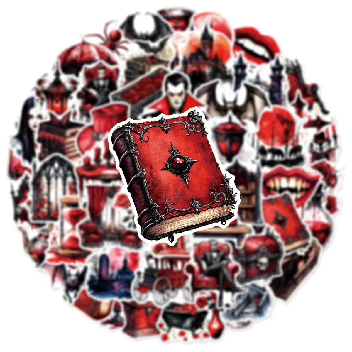 

10/50PCS Horror Gothic Style Vampire Stickers Aesthetics Red Decals DIY Skateboard Suitcase Phone Fridge Bike Toys Decoration