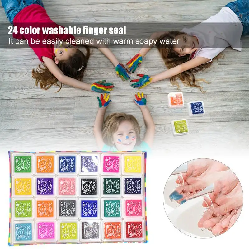 Stamp Pads For Kids Portable Finger Ink Pads Craft Ink Stamp Pads For Kids DIY Stamp Pad  For Rubber Stamps Paper Scrapbooking