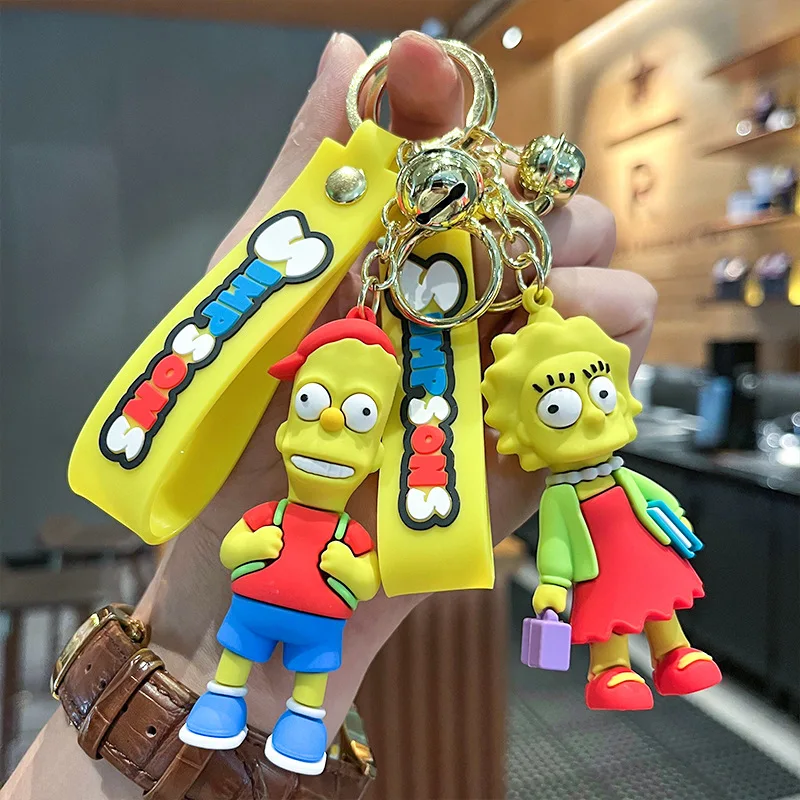 8 Kinds of The Simpsons Keychain Charm Cartoon Anime Handmade Cute Unisex Car Key chain Pendant Luggage Accessories Couple Gift