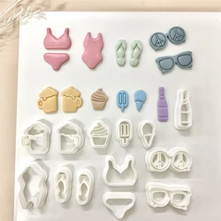 Summer Vacation Beach Ice Cream Sunglasses Beer Swimming Suit Shaped Polymer Clay Cutters Relaxing Vibe Clay Molds For Earrings