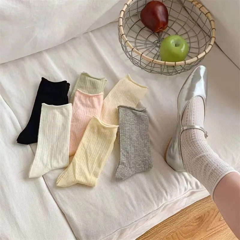 Socks For Women Thin Summer New Candy Color Hollow Out Loose Socks Women's Casual Basic Sweet Girls Fashion Long Socks Comfort