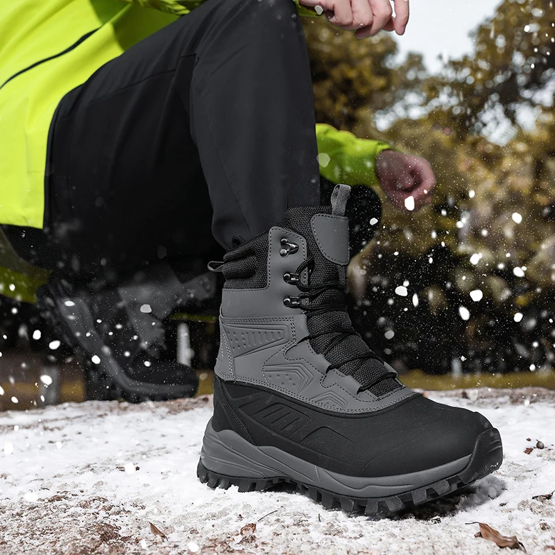 Winter Outdoor Men'S Tactical Boots Anti Slip Wear-Resistant Windproof Warm Work Shoes Hiking Camping Ice And Snow Sports Boots