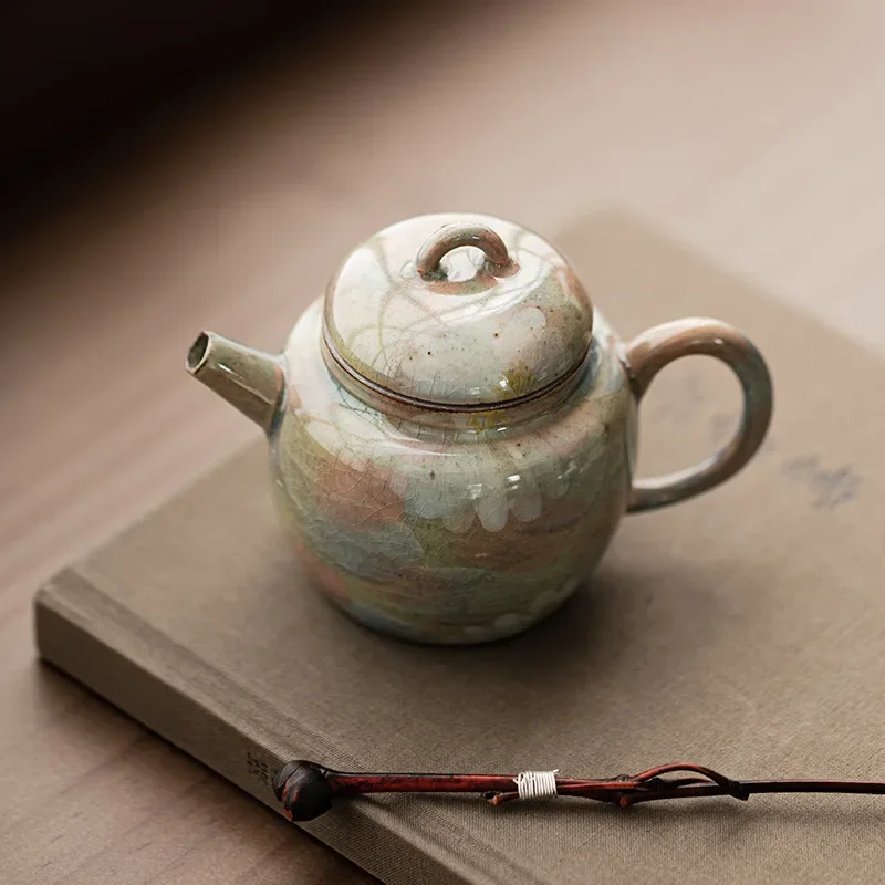1Pc Oil Painting Wind Ice Flake Glaze Hand-painted Daisy Ceramic Teapot Siting Pot Filter Teapot Pot Bearing KungFu TeaSet Gifts