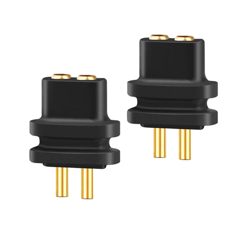 2 Stück 2-polige 3,5-mm-Buchse Doppelnadel-Buchse Kopfhörer konvexe Buchse für 0,78-0,7mm Stecker schwarz