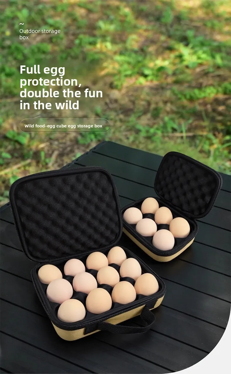 1×EVA Camping-Eier-Aufbewahrungsbox, tragbarer, stoßfester Eier-Tragekoffer, 6/12 Fächer, bruchsicher, für Reisen, Picknicks, Outdoor-Wanderungen, Eierhalter – Detail 1