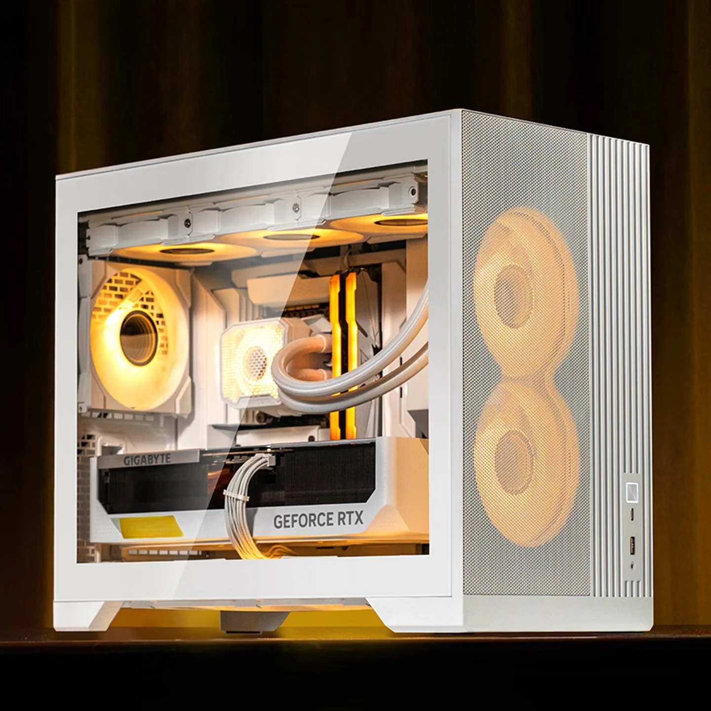Without Fan White Side Heat Dissipation Desktop Computer Small Chassis (360 Water Cooling Position/cable Cover/support Back Plug
