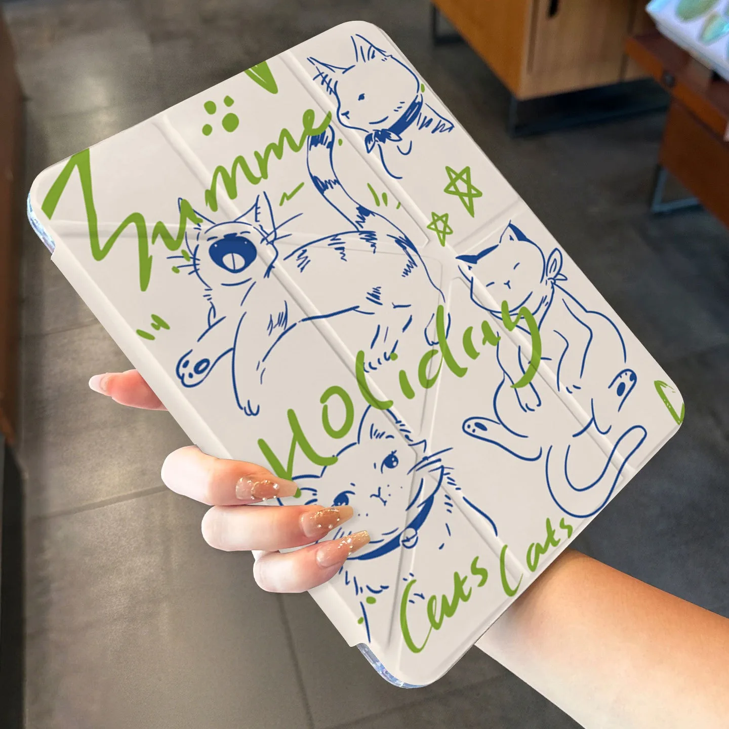 Line Cat Dog Pen Slot Tablet Case For Mini7 6 iPad Pro 2024 2022 2021 2020 2019 2018 2017 11 10 9 8 7 6 5 Air7 6 5 4 3 2 1 Cover