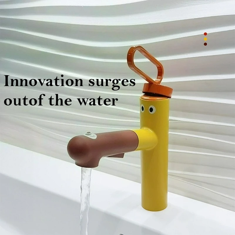 

Cute Puppy Wash Basin Pull-out Faucet Brass for Bathroom Vanity with Pull-out Spout Modern One Hot and Cold Water Mixer Taps