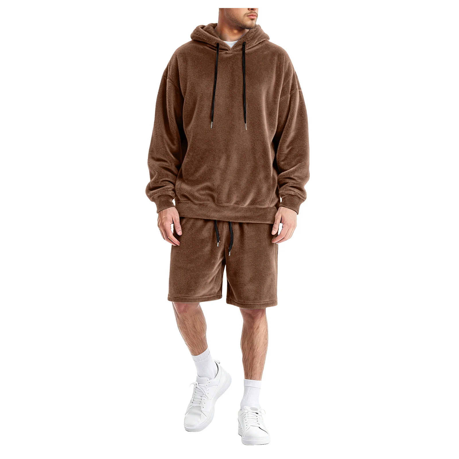 

Men Slim Suit Set Men's 2 Piece Tracksuit Sets Fleece Fuzzy Hooded Sweatshirt And Shorts Small Mens Suit Jacket