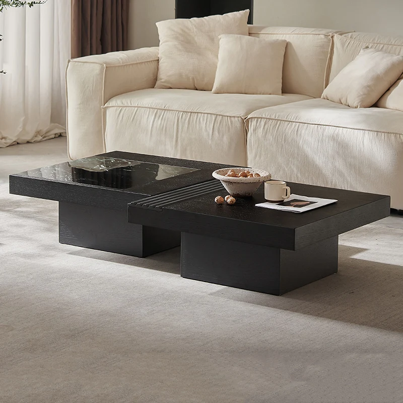 صالة سوداء لطاولة القهوة، صالة داخلية صينية غير تقليدية مبتكرة، توفر مساحة، طاولة جانبية، أثاث موفر للمساحة