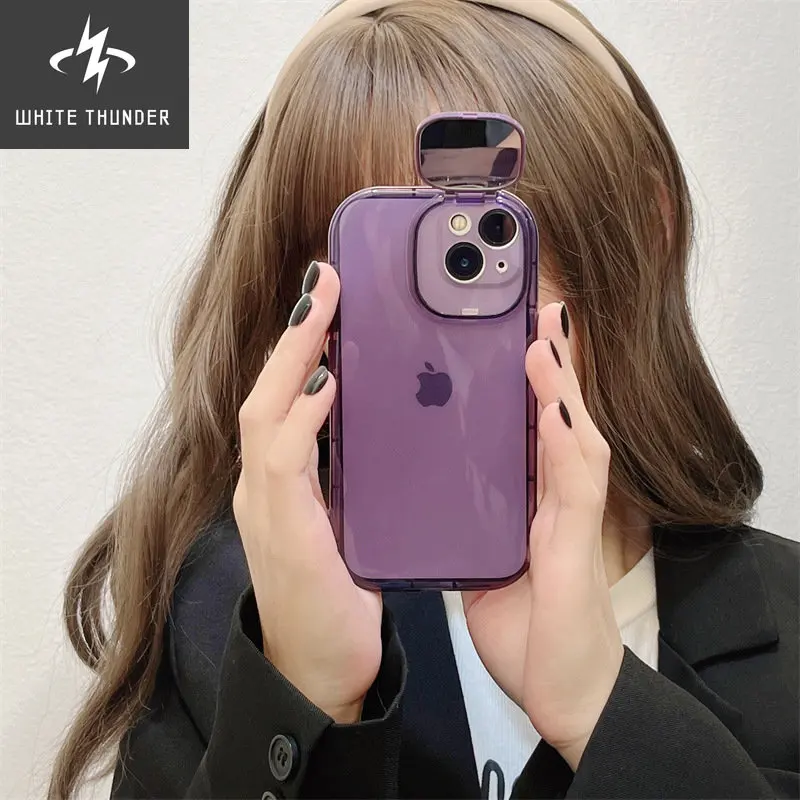 Candy Colors Transparent Vanity Mirror Protect The Lens Silicone Soft Shell For iphone 11 12 13 Pro Max Xr X Xs 7 8 P Phone Case