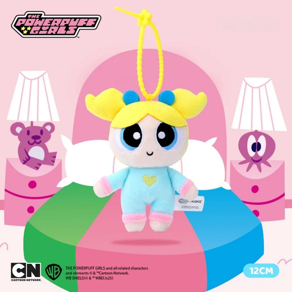 12 سنتيمتر أنيمي PowerPuff الفتيات أفخم دمية المفاتيح حلية لطيف Buttercup فقاعات زهر حقيبة معلقة الديكور الفتيات الهدايا