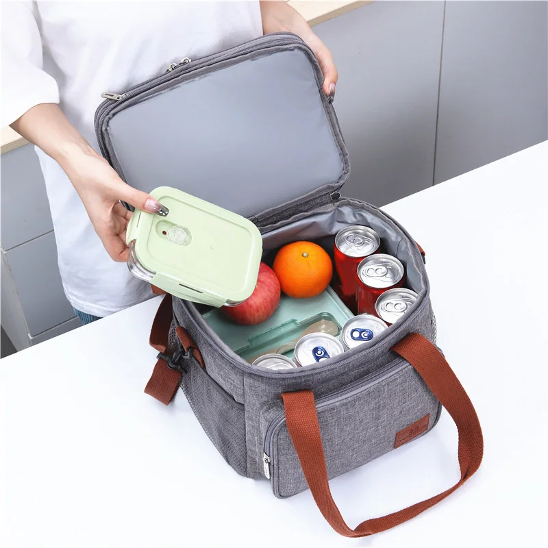 Double Layer Oxford Cloth Aluminum Foil Insulated Lunch Bag For Women Men Portable Tote Cooler Lunch Box Student Bento Handbag