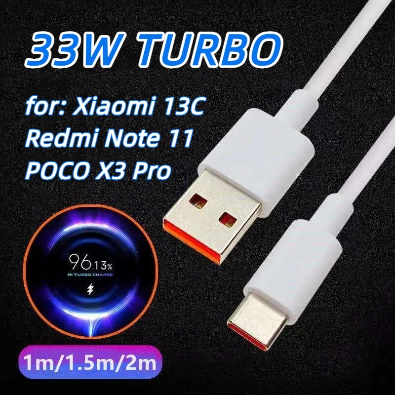 For  Xiaomi 33W charging cable mi 10T/Redmi K40/Poco X3 Pro data cable Xiaomi mobile phone Type-C fast charging cable