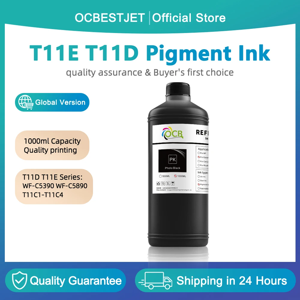 

Чернила Pigmet в бутылке 1000 мл T11E T11D T11E1 T11D1 T11D2 T11D3 T11D4 для принтеров Epson WorkForce Pro WF-C5390 WF-C5890, картридж с чернилами