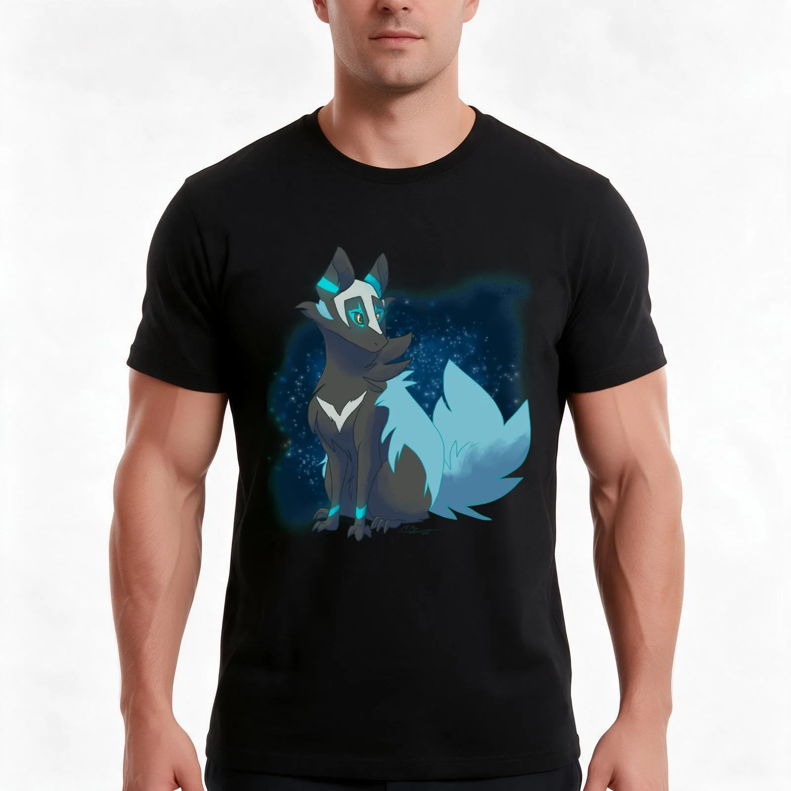 Voltron- Cosmic Wolf T-Shirt, Summer Casual Cotton Tee, Oversized Streetwear Tops, Vintage Graphic Print, Loose Fit Short Sleeve