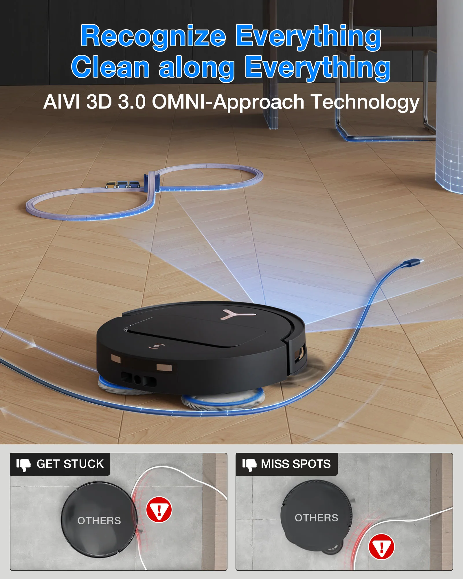 ECOVACS DEEBOT T50 PRO Omni Gen3 Care Kit, Robot Aspirador con Función de Mopa, 25,000 Pa, AIVI 3D 3.0, Adición Automática de Solución de Limpieza, Limpieza de la Mopa a 75°C ° Secado con Aire Caliente, Ultrafino, 81mm 7