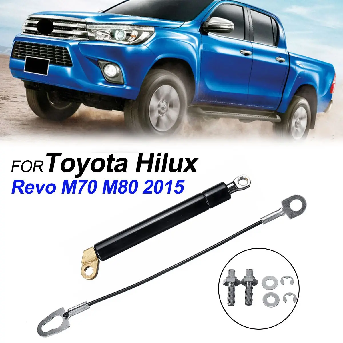 Puntales de Gas para puerta trasera de acero inoxidable, 1 piezas, amortiguación lenta, para Toyota Hilux Revo M70 M80 2015 2016 2017 2018