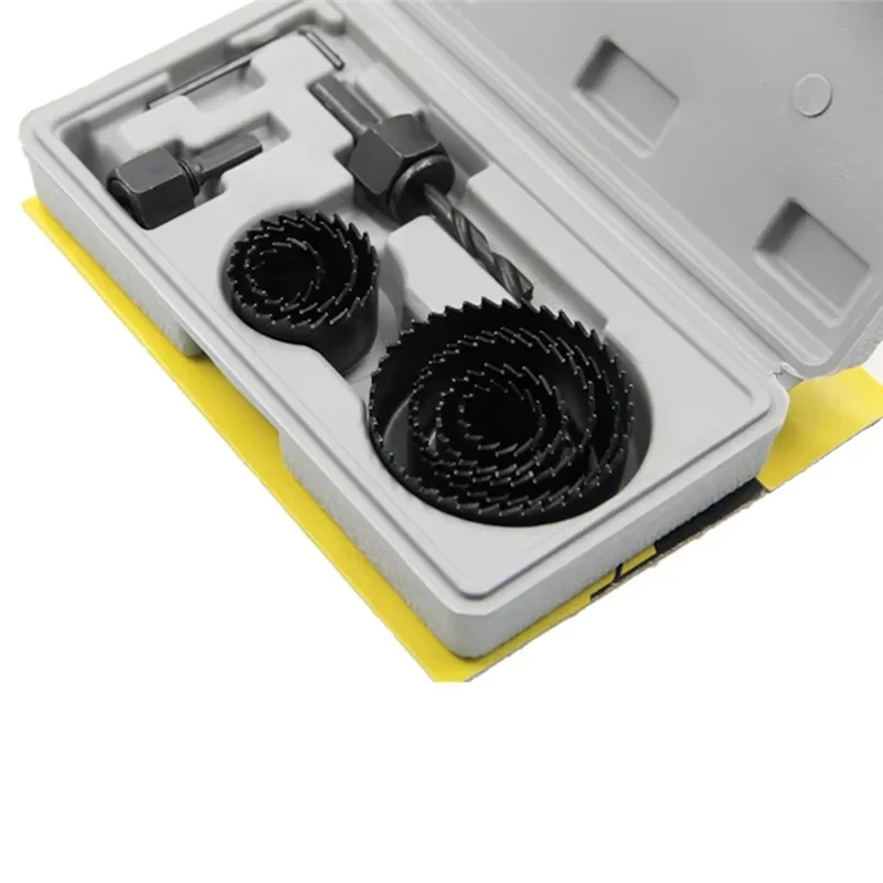 AEE2-11Pcs Hole Saw Kit Carbon Steel Metal Circle Power Drill Hole Cutter For Wood PVC And Plastic