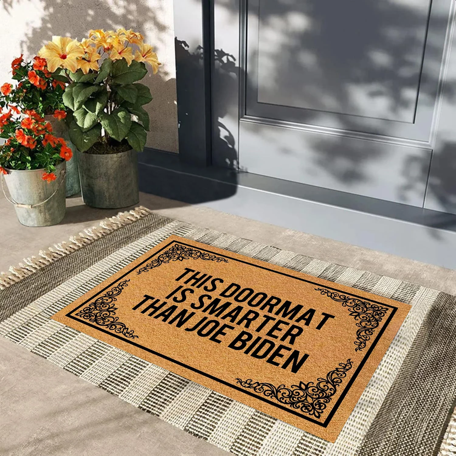 This Doormat Is Smarter Than Joe Biden Doormat Non-Slip Bathroom Kitchen Mat Garden Garage Door Floor Mat Rubber Carpet Rug