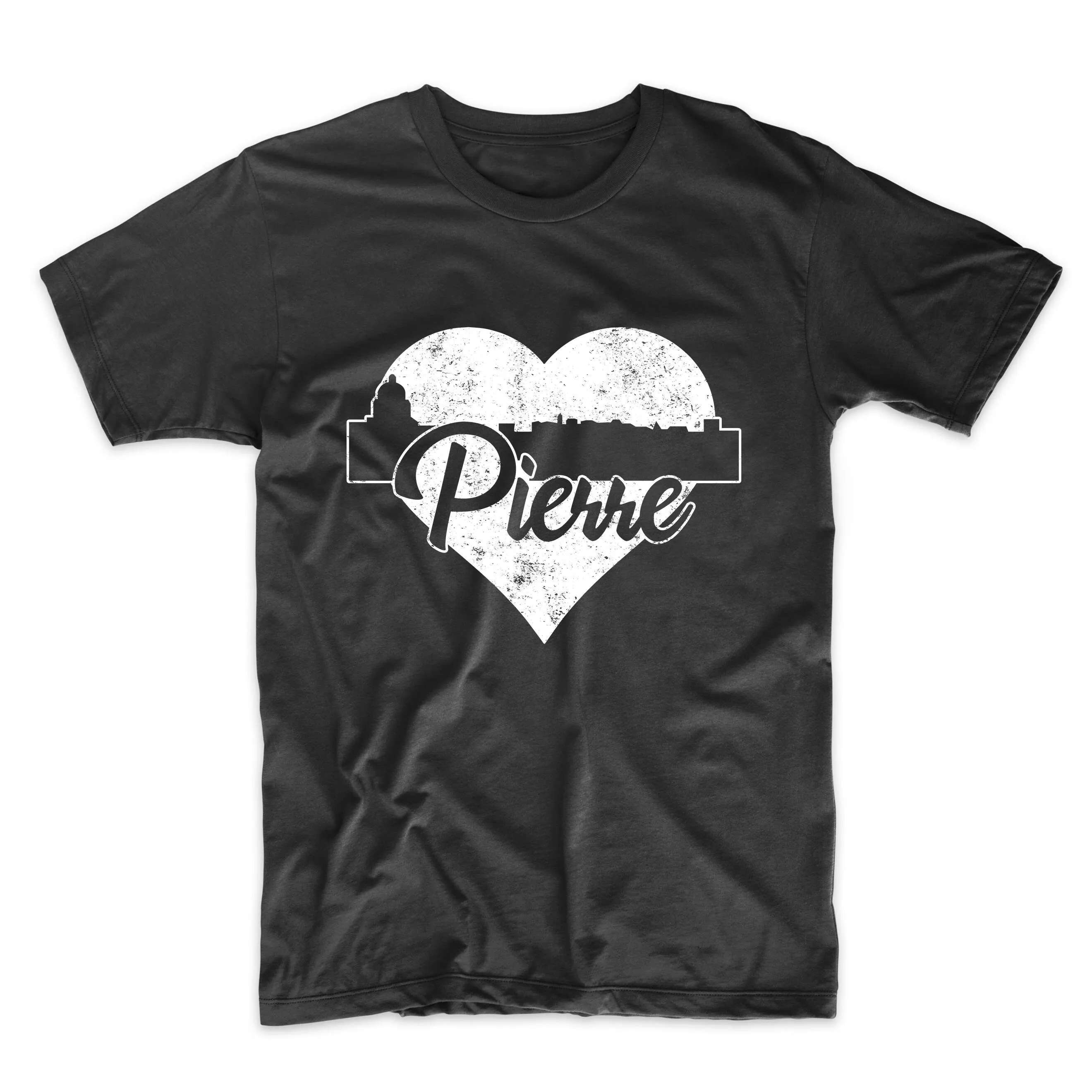 Men'S Pierre T Shirt Retro South Dakota Skyline Heart Distressed