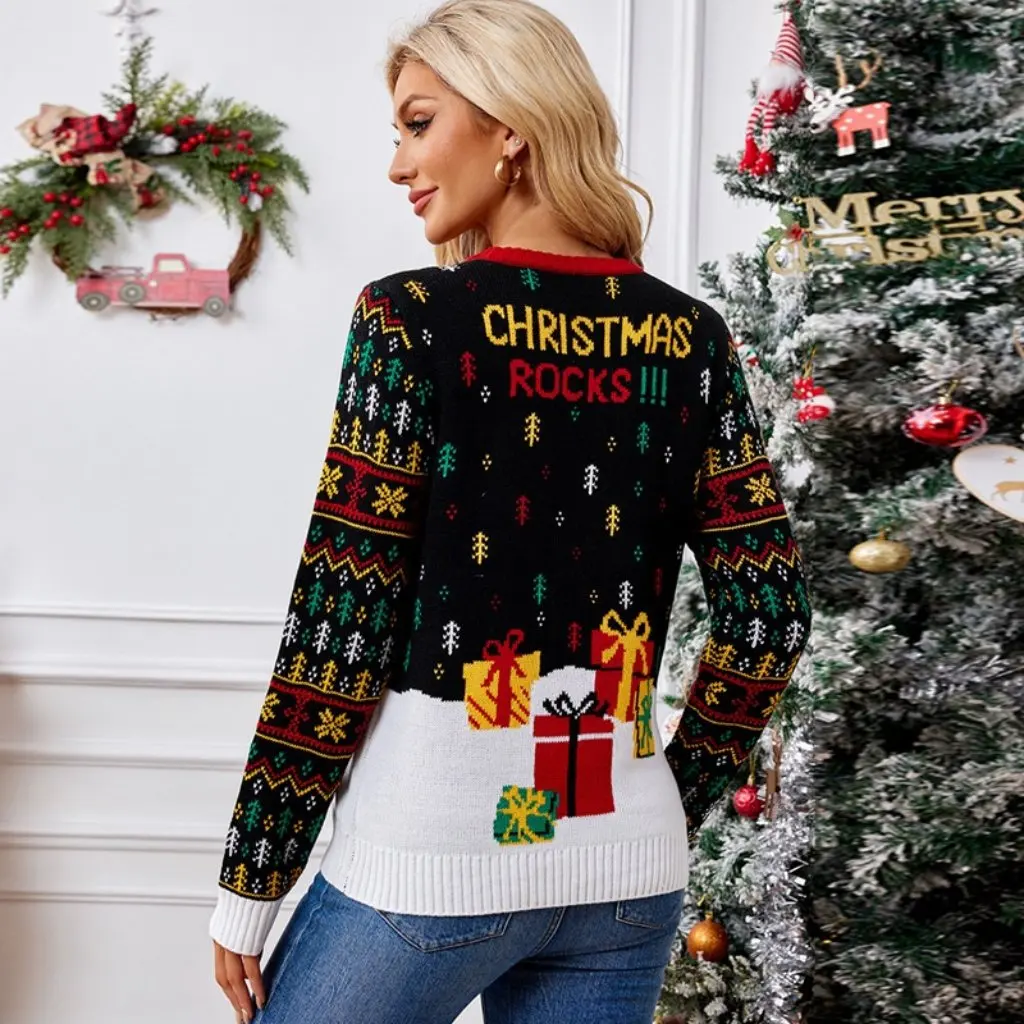 

Women's Christmas Knitwear Santa Claus Pullover Jacquard Crewneck Long Sleeve Sweater European And American Style Autumn Winter