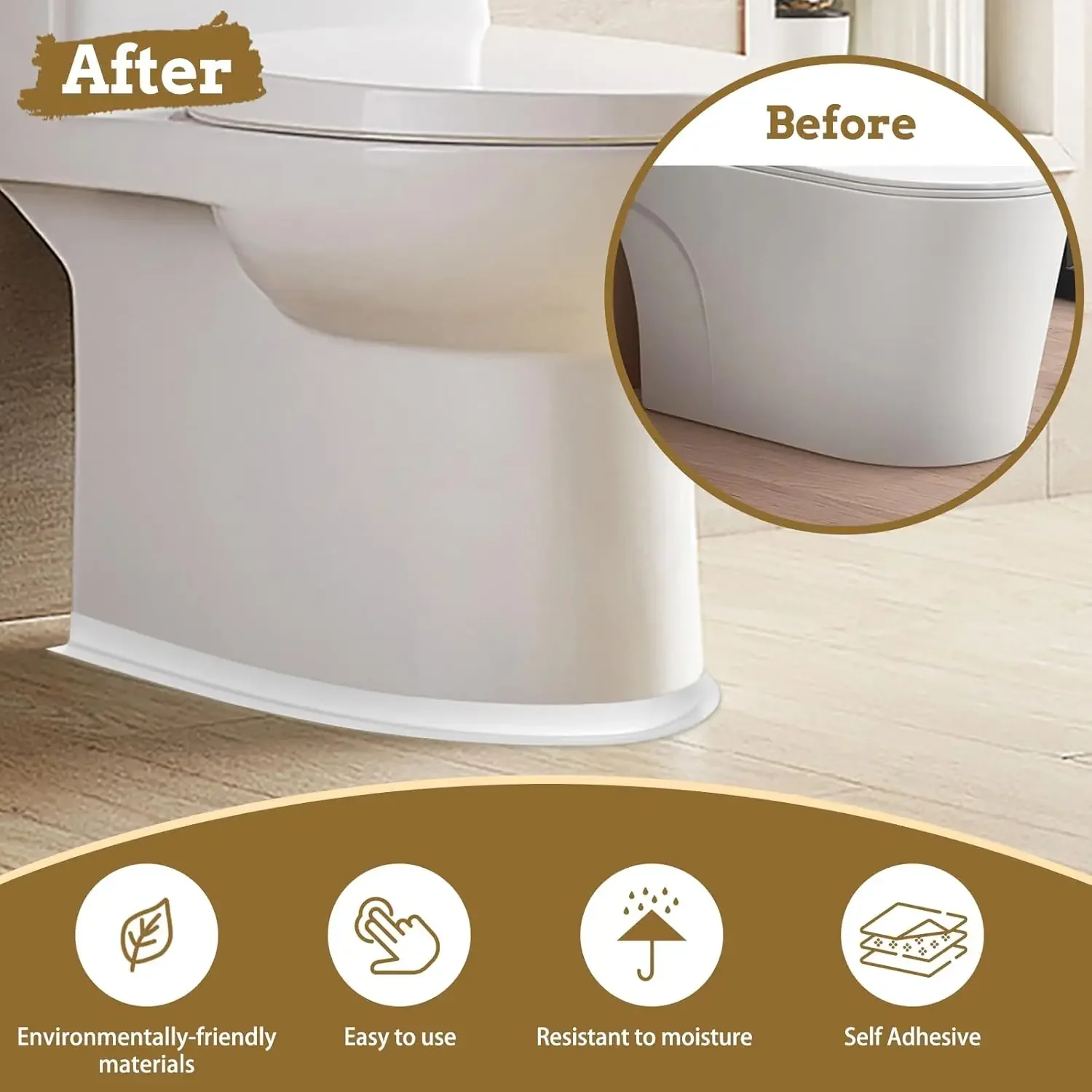 Waterproof Self Adhesive Caulk Tape Toilet Bathtub Sealant Strip for Kitchen Bathroom Sink Countertop Floor Wall Edge Protector