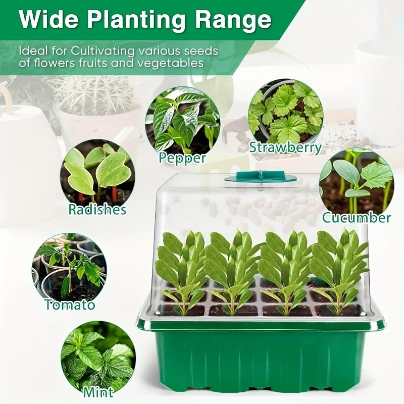 LED تنمو ضوء حديقة النبات زهرة عصارية تنفس إنبات وعاء 6/12 خلية البذور كاتب صندوق صينية مع Ventilati قابل للتعديل #5