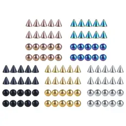Geometric Creative Men For Women Stainless Steel For Earrings Fake Lip Stud Ball Nose Ring Eyebrow Stud Set No Piercing Jewelry