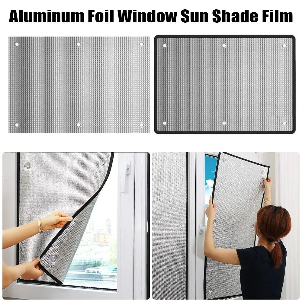 Aluminum Foil Window Insulation Film Anti-UV Removable Window Sun Shade Film Double Side with Suction Cup Sunshade Protector Pad