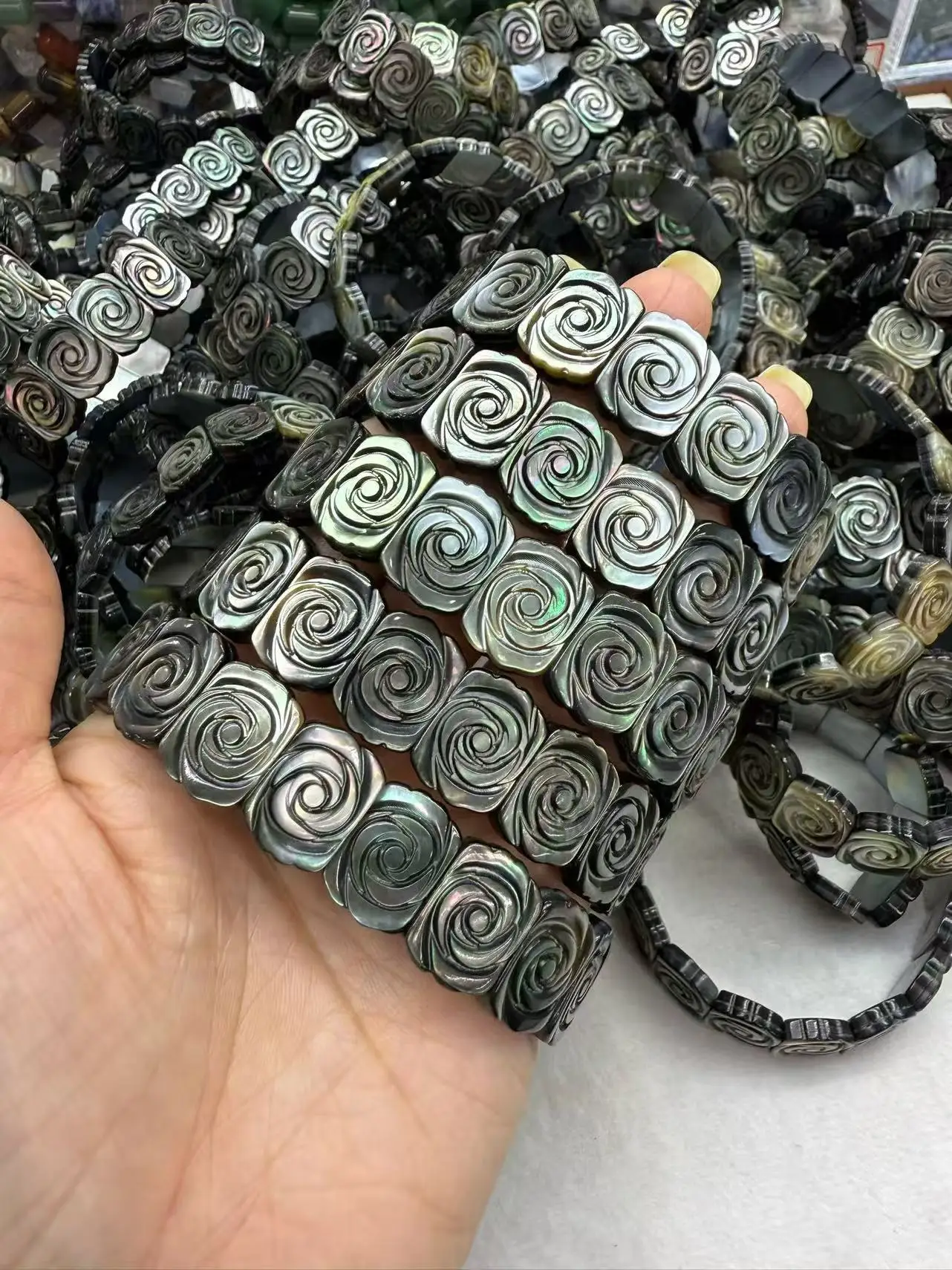AAA Natural Pink Black Rose Shell Stone Beads Bracelet Natural Gemstone Bangle DIY Jewelry for Woman for Couple Gift Wholesale !