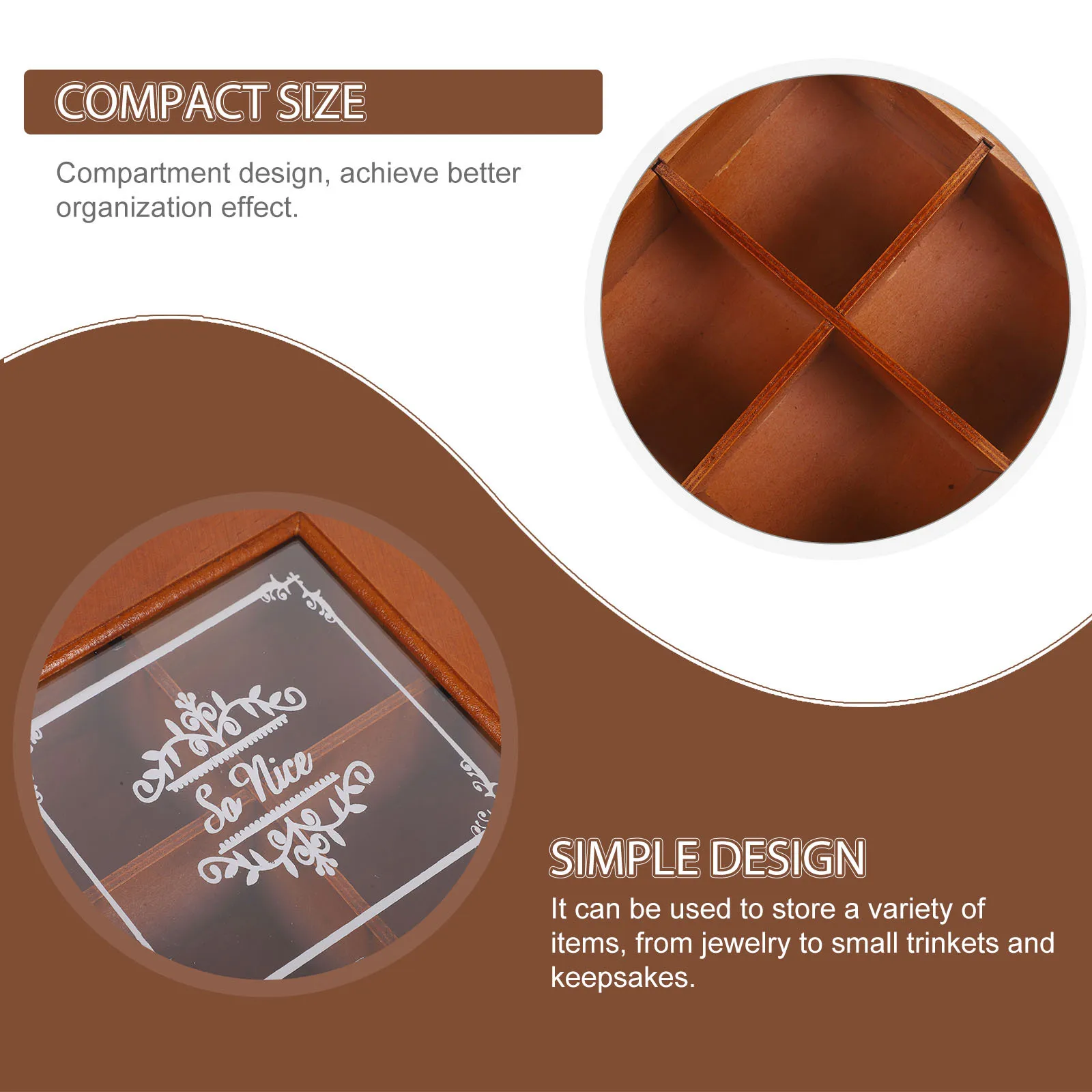 Wooden Jewelry Box With Compartments Vintage Storage Case For Earrings Rings Pendants Trinkets Desktop Organizer Holder