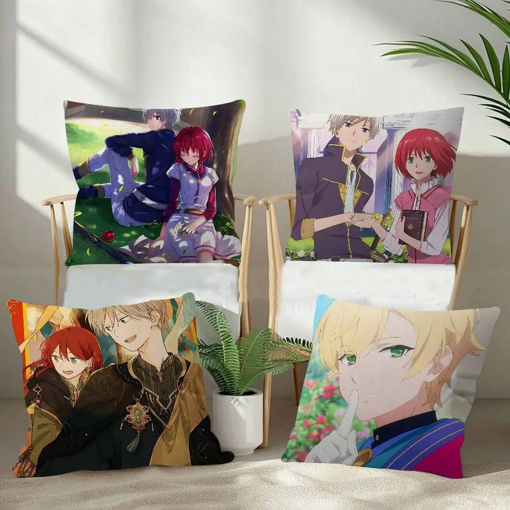 Anime Snow White With The Red Hair Maple Design Cushion Cover Happy Autumn Harvest Decor Holiday Decorati Pillow Cover