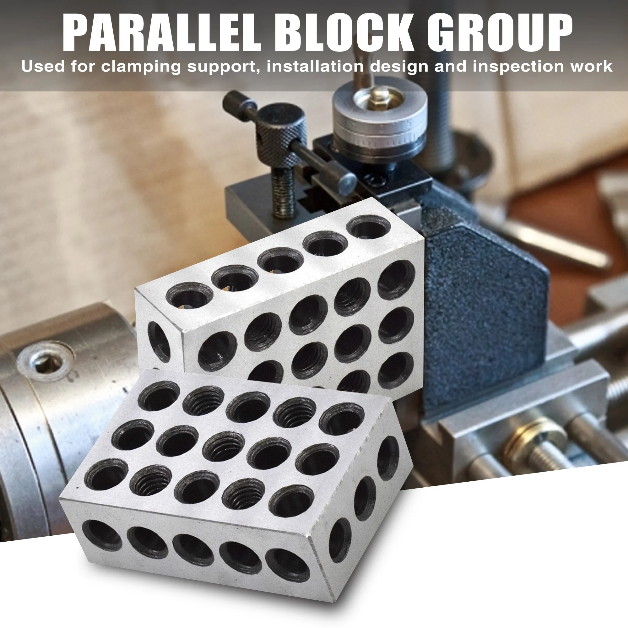 Bloque de madera de ultraprecisión 1 x 2 x 3 pulgadas 23 agujeros Precisión 0,0002 pulgadas Para trabajos de configuración, diseño y inspección de fresadora