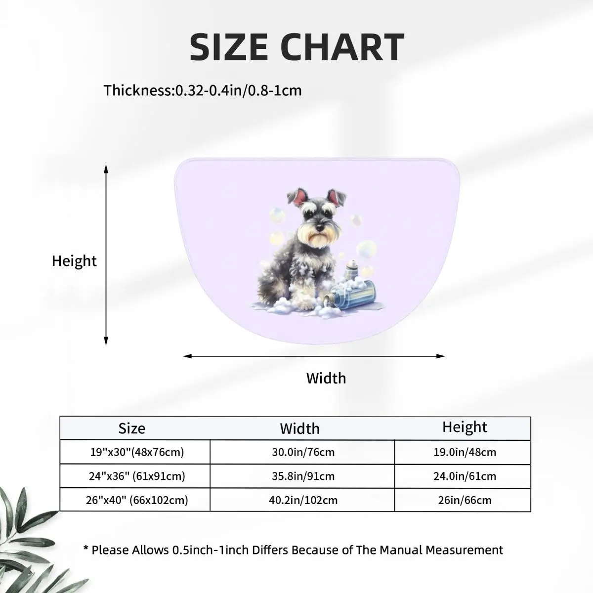 Miniature Schnauzer Bath With Bubbles Soft Half Round Doormat Non Slip Bathroom Mat Absorbent Floor Carpet for Living Room